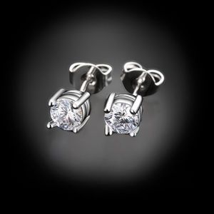 Silver Round Stud Earrings w/ Swarovski Crystals